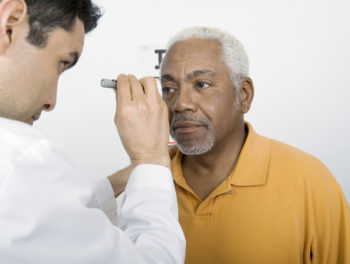 man receiving eye exam