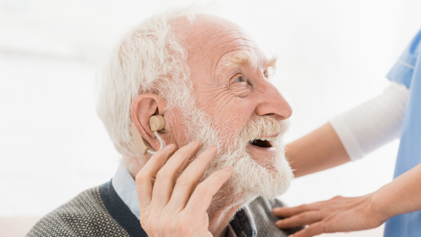 man with hearing aid